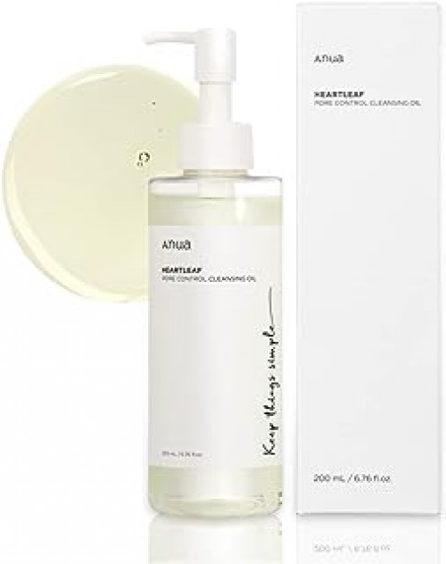 Anua Heartleaf Pore Control Cleansing Oil Korean Facial Cleanser, Daily Makeup Blackheads Removal 6.76 fl oz(200ml)