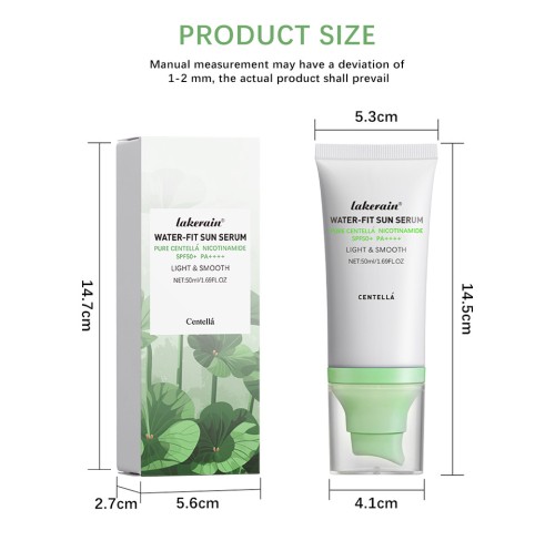 Lakerain Centella Asiatica Sunscreen Essence Lotion, Refreshing Non‑Greasy UV Protection, Soothing Moisturizing Sun Lotion for Face