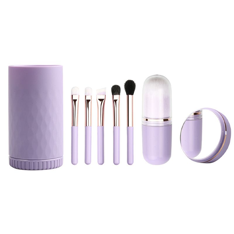 6 in 1 Travel Makeup Brush Set with Mirror