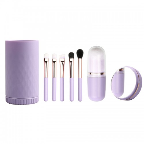 6 in 1 Travel Makeup Brush Set with Mirror