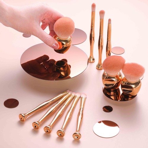 Luxury Gold Makeup Brush Set with Stand – Premium Face & Eye Brushes for Flawless Application