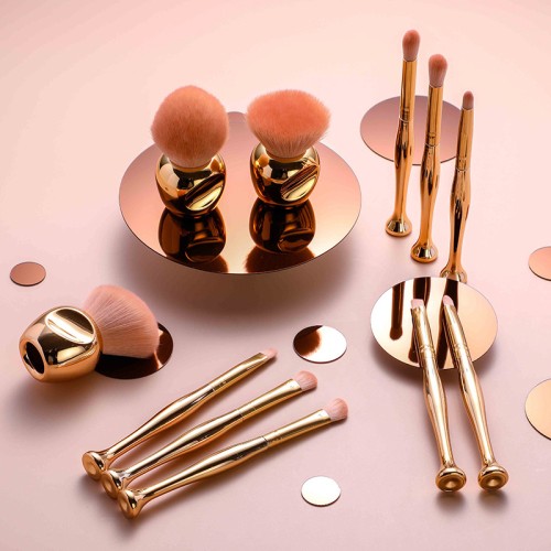 Luxury Gold Makeup Brush Set with Stand – Premium Face & Eye Brushes for Flawless Application