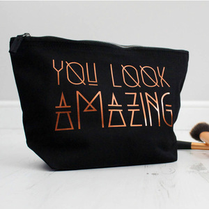 2019 China supplier wholesale customized fashion eco-friendly canvas cosmetic bag makeup bag