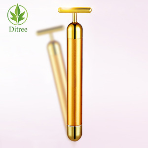 2019 New Mini Electric Personal Vibration Function 24K Gold Energy Beauty Bar Facial Massager For Face Beauty Lifting Tools