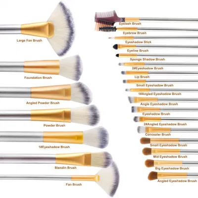24PCS Professional Cosmetic Makeup Brush Set for Foundation Blending Blush Concealer Eye Shadow Face Brush Wholesale Custom Beauty Kabuki Make up Brushes Kit