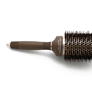 Brown Salon Nylon Hairdresser Hair Beauty Styling Bristle Boar Bristle Round Ceramic Straightening Hair Brush