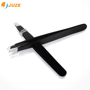 Custom design stainless steel eyebrow tweezers with laser print logo