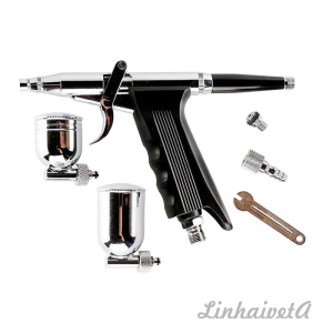 LinhaivetA nail makeup trigger airbrush kit mini air brush tattoo machine set