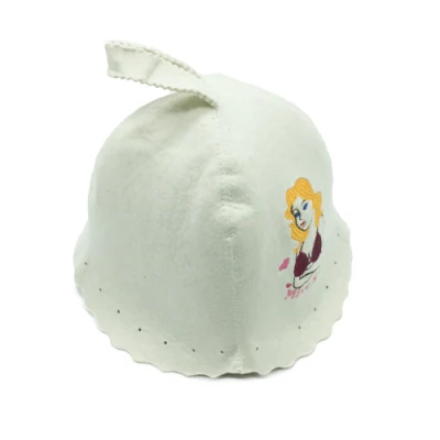 New Arrival Anti Heat Bath Head Sheep Wool Felt Sauna Hat Russian Sauna Hat with Hang Loop