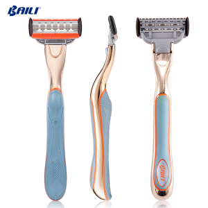 Newest Design Rose Gold Metal Handle Man 5 Blade Manual Shaving Razor