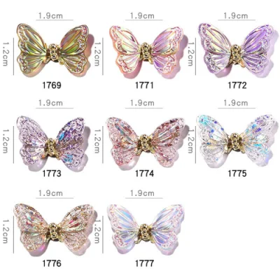 Newly Designed Laser Shiny 3D Butterfly Nail Art Accessories Nail Art Zircon 3D Butterfly Nail Charm