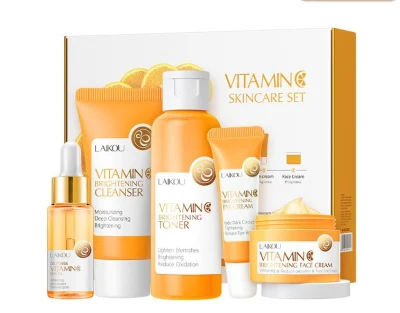 Organic Vc Whitening Brightening Vitamin C Facial Lightening Spot Removal Skin Care 5 Pieces Anti Aging Skincare Set