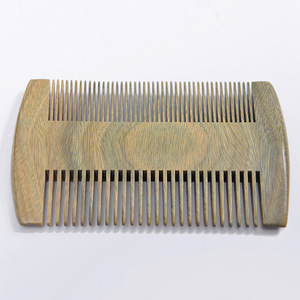 Pocket handmade double sided green wooden sandalwood hair beard comb