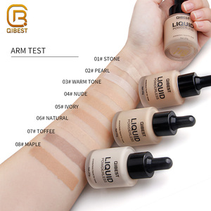 QIBEST Cosmetic Makeup Waterproof Organic Face Whitening Liquid Foundation For Oily Skin