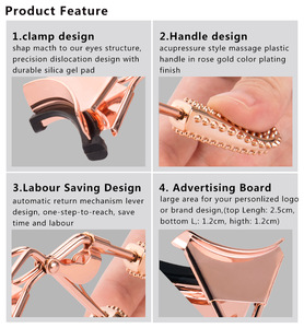 Rose Gold Color Heated Eyelash Curler with Acupressure Style Massage Plastic Handle