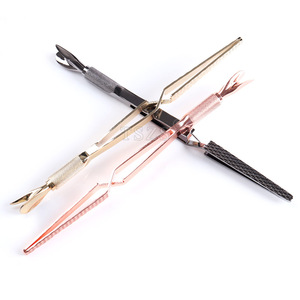 TSZS Rose gold Multi-Functions Stainless Steel Nail Shaping Tweezers Clip Remover Pushing Nail Cuticle Manicure Tool