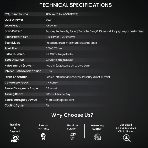 CO2 Fractional Laser Machine 60W | Skin Resurfacing Scar Removal Vaginal Tightening Device | FDA Approved