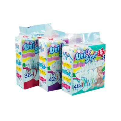 2017 Hot Sell Cheap Factory Price High Absorption Disposable Unit 4 Star Baby Diaper