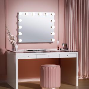 2021 new and hot big white color Hollywood Cosmetic Vanity Dressing Table with  mirror hollywood