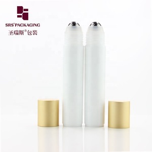 35ml injection glossy white plastic personal care roll-on deodorant bottle with frosted gold cap