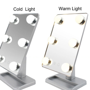 4AA Battery Dimmable Bulbs Table Square Hollywood 6LED Makeup Vanity Mirror For Bathroom