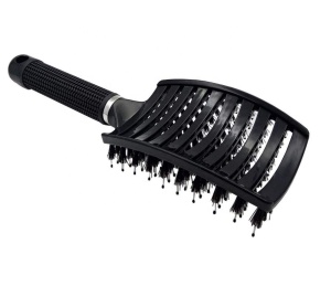 Amazon Hot Custom LOGO Curved Vent Detangling Wave Brush Boar Bristle Hair Brush with nylon bristle