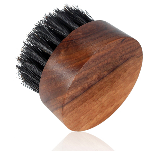 Beard Brush for Men - Boar Bristles Small and Round Brush - Black Walnut Wood mens grooming kits