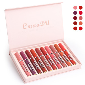 CmaaDU 10 sticks/box lip gloss non-stick cup lasting waterproof and non-fading matte  lipstick