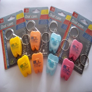 different colour tooth Shape 20 meters Dental Floss With A Keychain