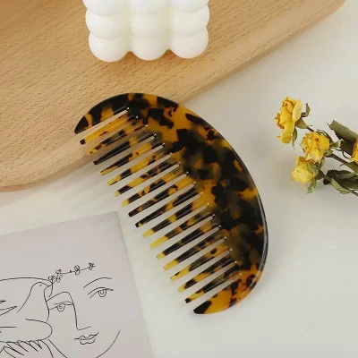 Fashion Acetic Acid Sheet Anti-Static Comb South Korea Ins Cute Hair Tool Leopard Marble Custom Wide Tooth Comb