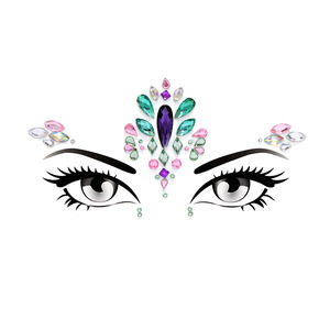 High Quality Carnival Festival Face Tattoo Stickers Multicolor Rhinestone Sticker Crystal Face Gem Stickers