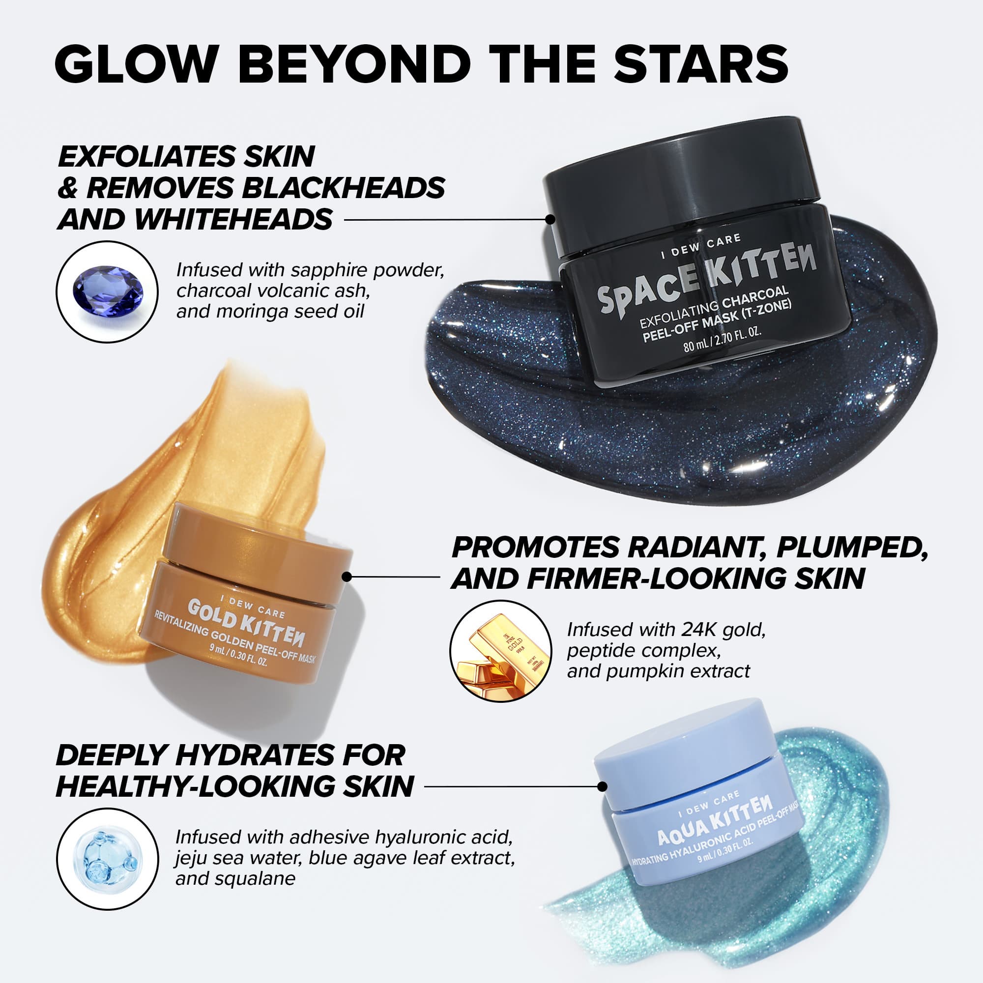 I DEW CARE Peel-off Masks and Headband Set - Astro Kitten Set