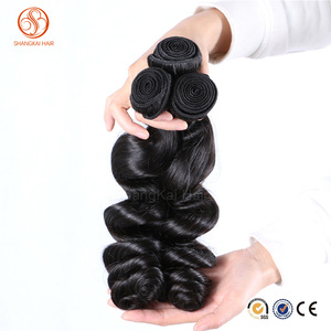 Machine make the weft can perm can dye 100% virgin malaysian human hair loose wave bundles