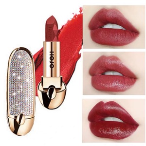 New High Grade Fully Shimmer Diamond Lipstick With Mirror Case Waterproof Matte  Lip Stick