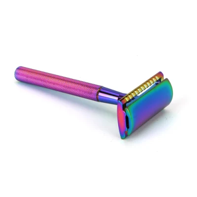 New Rainbow Color Customized Packaging Brass Handle Classic Design Metal Shaver Wet Shaver Safety Razor