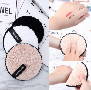 S672 Extra-softness private labelReusable Facial Cleansing Microfiber Organic Cotton sponge Cosmetic Makeup Powder Remover Puff