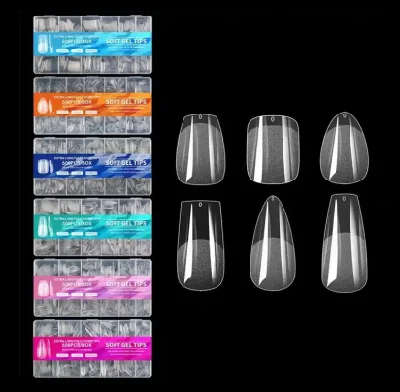Short Coffin Almond Full Cover Matt Nail Tip Custom Logo Frosted Stiletto Square Clear Fake Nails High Quality Stiletto Coffin Square Soft Gel Nail Tip
