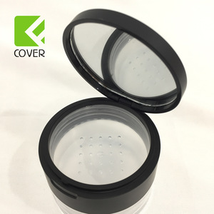 Simple transparent clear round custom plastic cosmetic loose powder jar loose powder case