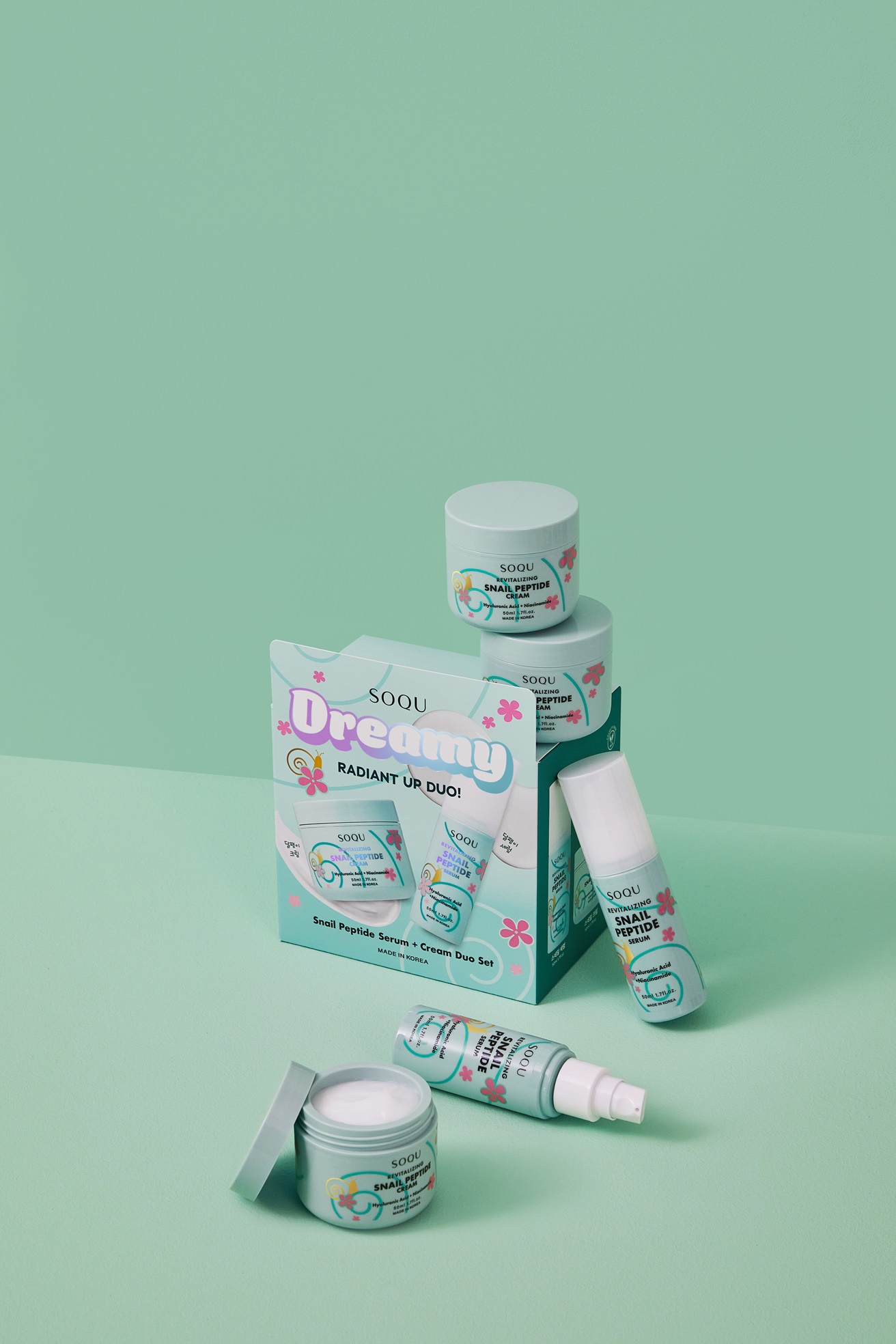 SOQU REVITALIZING SNAIL PEPTIDE Lines(Cream, Serum, Toner, Mask, Essence, Eye Cream, Cleanser)