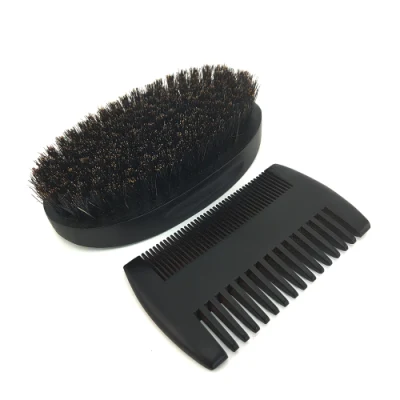 Wholesale Price Custom Black Wood Hair Wide Tooth Comb Beard Care Kits Man&prime;s Beard Brush and Comb Sets