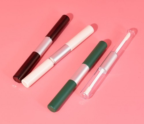 Customized double-ended lip glaze mascara tube dual-purpose round transparent gloss packaging bottle