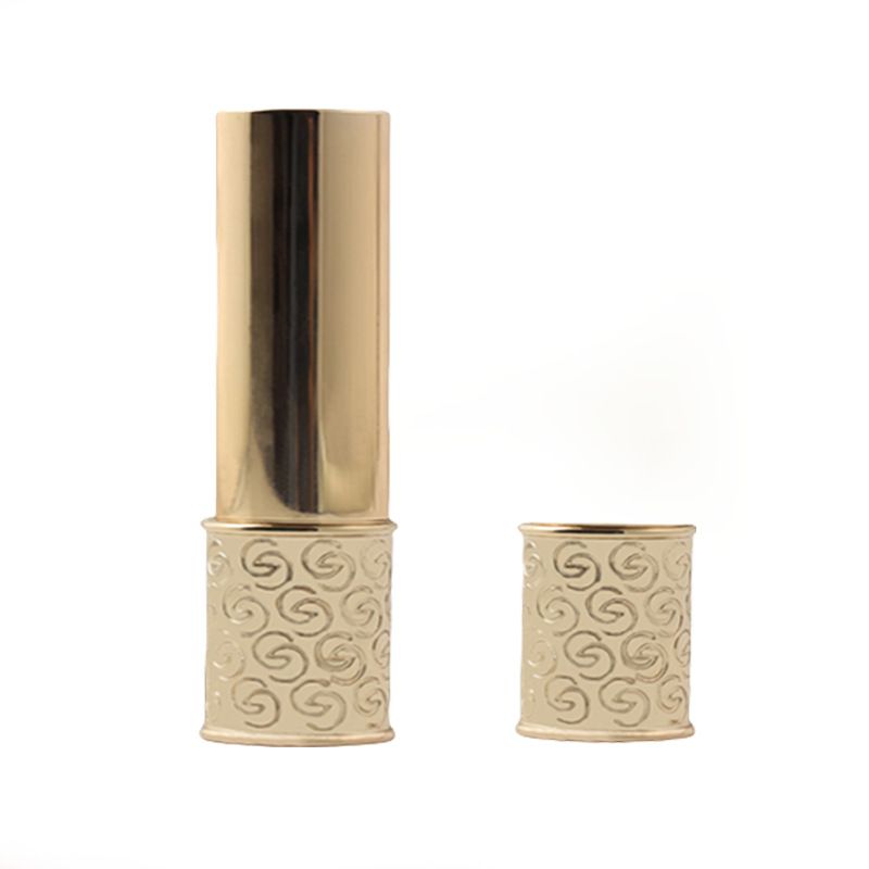 Custom Creative 3D Relief Gold Color Metal Die Casting Zinc Alloy Hollow Lipstick Tube Cosmetic Shell