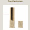 Custom Creative 3D Relief Gold Color Metal Die Casting Zinc Alloy Hollow Lipstick Tube Cosmetic Shell