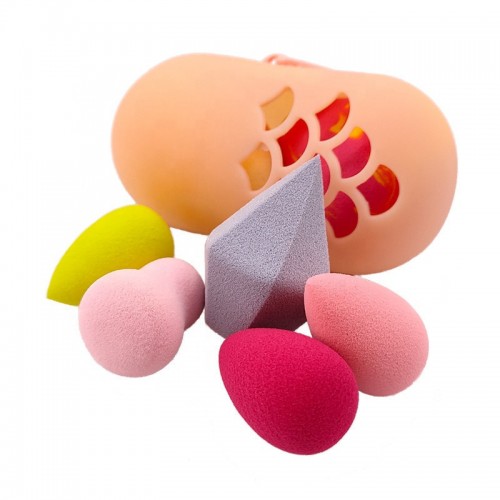 Capsule Case Beauty Makeup Sponge Silicone Zipper Holder