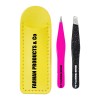 Mini Tweezer Sets Stainless Steel Hair Removal Makeup Tools includes Slant Tip & Pointed Tip Tweezers in Travel Case