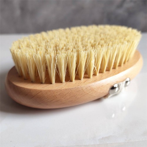Sisal Fiber Boar Bristle Vegan Hair Bath Brush Back Exfoliation Scrubber Massage Wooden Dry Skin Body Brush