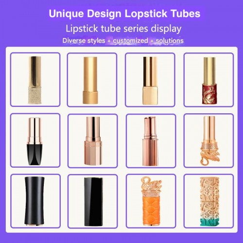 Custom Creative 3D Relief Gold Color Metal Die Casting Zinc Alloy Hollow Lipstick Tube Cosmetic Shell