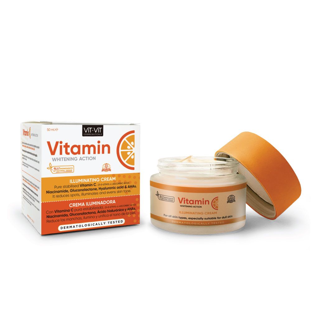 Vitamin C Facial Cream 50ml: Moisturizing Facial Cream With Vitamin C, Niacinamide, and Hyaluronic Acid, Suitable For Dull Skin. Skincare Vegan Cream With 96% Natural Ingredients. Wholesales And Private Label Available Laboratorios Diet Esthetic