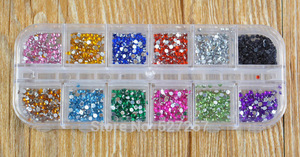 12 Colors 500Pcs 2mm Round Nails Rhinestones Wholesale Nail Jewelry Supplies Nail Art Designs for Cool Girl