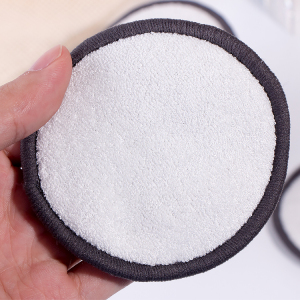 20pcs / Set White Bamboo Terry Make Up Remover Pads Black Border with Cotton Wash Bag / 80%bamboo+20%polyester